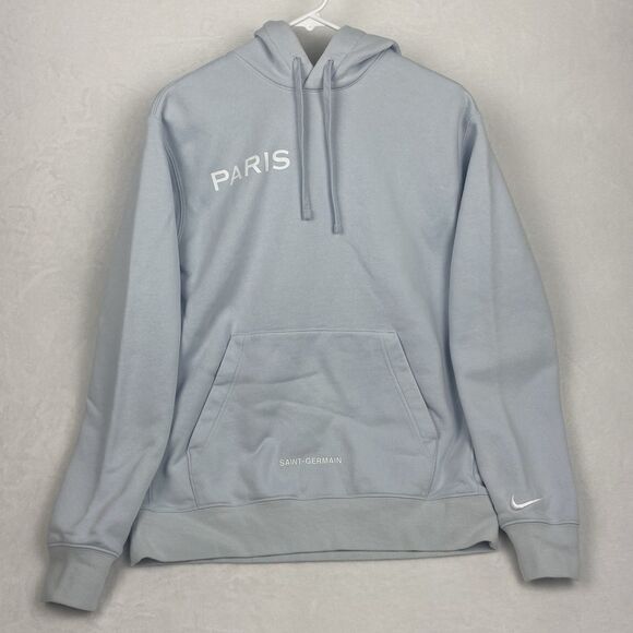 Nike Paris Saint-Germain Sweater Adult Medium Light Blue Logo Hoodie Sweatshirt - Picture 1 of 9